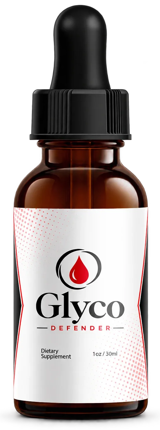 1 amber Glyco Defender dropper bottle with the white, red and black label